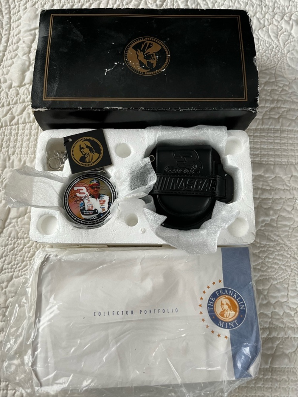 Franklin Mint Dale Earnhardt NASCAR Collector Pocket Watch and Case With Papers